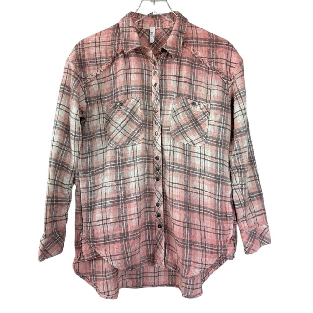 Free People 100% Cotton Plaid Shirt Size Small